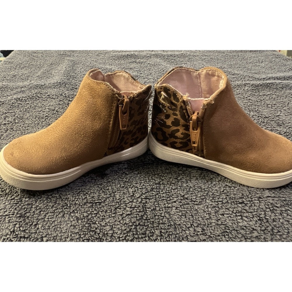 Self Esteen Girls Brown Faux Suede Leopard Print Ankle Bootie Zip US 5 - Picture 4 of 7